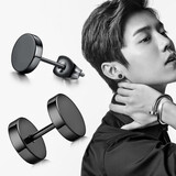 蔓笙男士耳钉黑色韩国日韩版情侣耳钉单只个性潮男创意女简约气质 黑色6mm一对