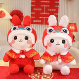 惠峰新婚礼物压床娃娃婚庆一对喜娃抱枕公仔新人毛绒玩具玩偶结婚高档 白色披风兔+红色披风兔 （一对） 35cm