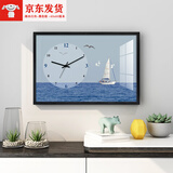 起贝家 北欧带钟表电表箱装饰画现代横款电闸盒挂画配电箱遮挡壁画 顺水行舟黑色框厚5cm覆盖厚2cm 43x63cm覆盖尺寸39x56cm