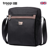 Troop单肩包男复古休闲简约实用竖版斜挎包包欧美潮包单肩斜跨包随身包 纯黑色尼龙版TRP0218N