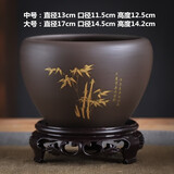 仟尚亿蝴蝶兰紫砂粗陶大号创意吊兰发财树君子兰盆景盆栽家用桌面绿植盆 达盛-竹报平安紫砂单个（带托盘） 中等