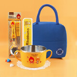 乐扣乐扣小学生开学专用饭盒套装汤碗儿童筷子勺子餐具便携式带盖双耳汤碗 大碗+原装筷勺+盒子+蓝包