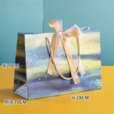 蝶设礼品袋生日礼物包装袋子小纸袋星空油画浪漫文艺活动伴手礼手提袋 蓝色（28*10*20cm）