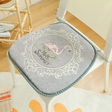 罗兰家纺欧式餐椅垫坐垫椅子凳子垫子坐垫带绑带防滑粒餐桌椅加厚 火烈鸟-灰 45*43cm