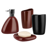 丝普瑞瑞士品牌SPIRELLA 时尚简约创意亮面陶瓷浴室用品漱口杯四件套 Etna亮面四件套3酒红1黑杯