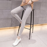 米度丽 孕妇打底裤夏季裤子春秋孕妇装春装小猫孕妇托腹裤外穿托腹裤 纯色夏季款-浅灰 L（建议100-130斤左右）