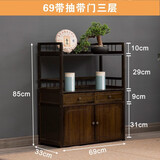 竹优家茶水架置物架子实木多层家用客厅茶叶柜落地竹收纳泡茶桌小茶柜架 70带抽带门三层【护栏置物架】