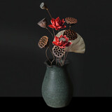 爱满（AIMAN）莲蓬干花花束莲花荷花真花禅意风干中式插花客厅装饰摆件招财 组合12（带罐子）