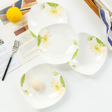 金岚玉唐山骨质瓷8英寸深盘水果盘8寸方汤盘骨瓷中式方形深盘子 出水芙蓉-方汤盘 4个 8英寸