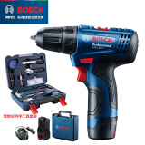 博世（Bosch）GSR120-LI充电式手电钻12V进口锂电钻家用多功能电动螺丝刀起子机 2.0Ah双电+博世66件工具套装