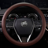 軒太狼 别克昂科威plus君越君威昂科旗真皮方向盘套威朗GL8牛皮汽车把套 【圆形 整张牛皮】咖色 下单备注车型年份版本