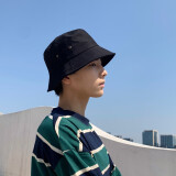 凌勋 帽子男士纯渔夫帽子男光身盆帽可折叠遮阳帽夏天女帽遮阳帽子男 黑色 54CM-58CM
