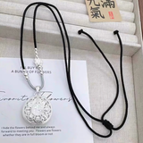 饰之秀足银99八宝罗盘福字转运银吊坠男女招财镂空项链七夕情人节礼物 八宝罗盘+莲花黑绳（附证书） 7克