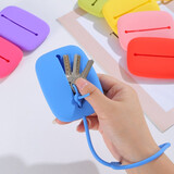 途尊（kingtrip）钥匙包硅胶包包迷你创意挂件抽绳硅胶零钱袋可印logo钥匙扣零钱包 粉色