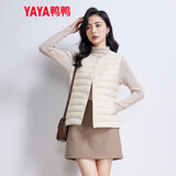 鸭鸭（YAYA）马甲女轻薄羽绒服秋冬坎肩修身保暖背心马夹女百搭内穿上衣女装K 米白色 XL