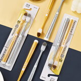 芬洁软毛黑白牙刷竹炭软毛情侣套装男女黑白家庭装护龈成人牙刷简约风 【金银牙刷】4只装 4支