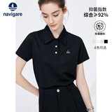 Navigare意大利小帆船女士抑菌透气休闲POLO领短袖T恤2325524504 黑 XL 
