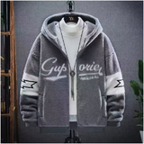 项后【项后】羊羔绒外套男套装冬季棉袄连帽加厚棉衣棉服学生三件套装 单件灰色加绒506 M