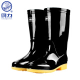 回力雨鞋女时尚户外下雨天中筒防水雨靴水鞋耐磨胶鞋 HXL813 黑色中筒 37