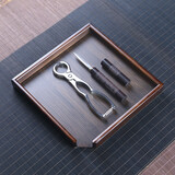 弥瑞不锈钢茶钳茶刀普洱茶茶饼刀分茶盘开茶砖工具撬茶器功夫茶具配件 430茶钳+黑檀雕刻茶刀+竹分茶盘