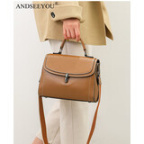ANDSEEYOU品牌真皮包包女新款时尚斜挎包大容量高级感洋气小众手提包单肩女包 焦糖色