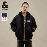 杰克·琼斯（JACK&JONES）秋冬新款男装衣服棉衣飞行夹克男保暖宽松连帽短款棉服外套男士 黑色E40 180/100A/L