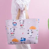 春芬 收纳袋手提袋行李包布袋旅行袋环保购物袋衣服折叠旅行包单肩包 大熊猫 妈妈包 横向36高*长42CM