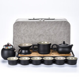 兿凡臻品便携式户外旅行功夫茶具套装带竹制茶盘旅行包整套快客杯茶壶茶杯 龙启壶11头旅行套装（带礼盒）