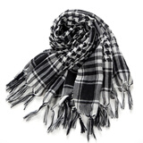 挺进者 军迷户外战术围巾 阿拉伯方巾 加厚款保暖防寒男女纯棉围巾 黑白色(加厚款) 均码