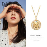 DAISY BEAUTY【赵今麦同款】硬币项链女银锁骨链小众轻奢颈链七夕生日礼物 太阳之神项链