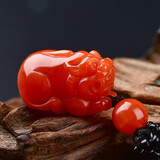 苏魅儿 保山南红柿子红三通 凉山玛瑙平安扣貔貅项链面包圈情侣款礼物 貔貅21*14*12mm九口料