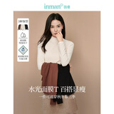 茵曼（INMAN）打底衫女士洋气美肤T恤2026春季女装新款半高领刺绣长袖修身上衣 米杏色 -18438146H1 S
