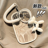 创意卡套校园卡饭卡高颜值公交地铁交通卡工作牌带挂绳高级感男女生情侣卡套身份证门禁银行卡保护套 ins蝴蝶结 卡套+弹簧绳+挂饰 透明可爱ins证件卡套钥匙扣