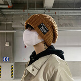 帽忆橱帽子男秋冬季潮毛线帽男款保暖百搭冷帽宽松大头围显脸小针织帽男 方标帽咖啡色 54-65cm