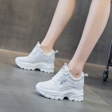 莱然休闲鞋内增高女鞋子小白鞋舒适运动单鞋透气单鞋2025春秋季新款潮 白色 38