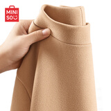 名创优品（MINISO）打底衫男冬季高级感内衬磨毛质感半高领加绒长袖t恤 卡其 XL 