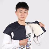 惜暖羊毛护肩中老年皮毛一体颈椎加厚保暖马甲男女秋冬季羽绒羊绒坎肩 无领蓝黑色(羊毛款) XL(建议120-140斤)