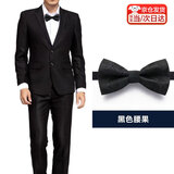 乐淇莱领结男黑色婚礼伴郎蝴蝶结正装西装衬衫领带 黑色领结