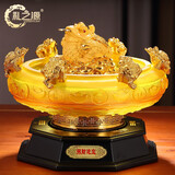 礼之源 招财聚宝盆金蟾工艺品摆件 店铺开业礼品 办公室家居客厅装饰品 大号金蟾聚宝盆 长34宽34高24CM
