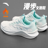 安踏漫步运动鞋女鞋2025夏季皮网面透气轻便防泼水软底耐磨跑步鞋子女 漫步棉鞋|象牙白/泡沫绿-10 37.5
