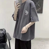 栢斐荻短袖T恤男新款休闲百搭夏季大码宽松五分袖ins港风学生嘻哈短袖潮 C18  灰色 2XL.