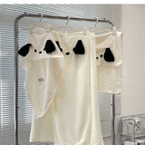 女式成人可穿浴裙裹身学生浴巾干发帽三件套珊瑚绒套装加厚吸水 可爱修狗 350g 浴裙可穿有魔术贴+干发帽