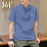 361°男装运动T恤男短袖上衣翻领polo衫秋季透气男士纯色休闲服 水手蓝 L 175