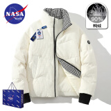 NASA BASE官方潮牌羽绒服男女款冬季宽松休闲加厚面包服90%白鸭绒格纹外套 1302白色（90%白鸭绒） L （推荐体重140-160斤）