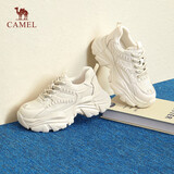 骆驼（CAMEL）老爹鞋女运动拼接鞋面厚底休闲鞋 L24S283622 杏色（四季款） 37