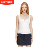 BM小吊带背心上衣女夏无袖内搭蕾丝边甜辣妹设计感修身显瘦纯欲风 白色 均码