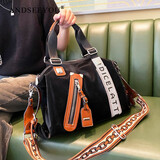 ANDSEEYOU洋气小个子托特包女士礼物时髦拼色字母镶钻高级感斜挎手提包包软 黑色