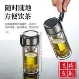 馨沐鱼迷你茶水分离拉环提环水杯双层玻璃杯小巧口袋便携男女防烫定制 【加厚中号】240ML