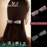 special手工发夹蝴蝶结发饰女发卡弹簧夹马尾夹顶夹边夹母亲节送妈妈 时尚闪耀红色