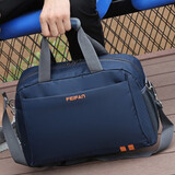 佳品优韩版手提旅行包防水大容量男健身运动包女长短途行李包单肩旅行袋 深蓝色 小号（40*20*25cm）无拉杆套